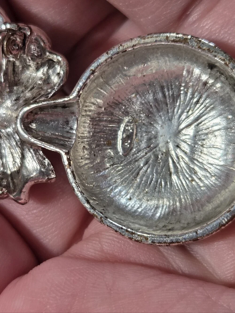 Christmas Ball Ornament Brooch Pin Ribbon Signed NR Enamel Silver Tone Vintage
